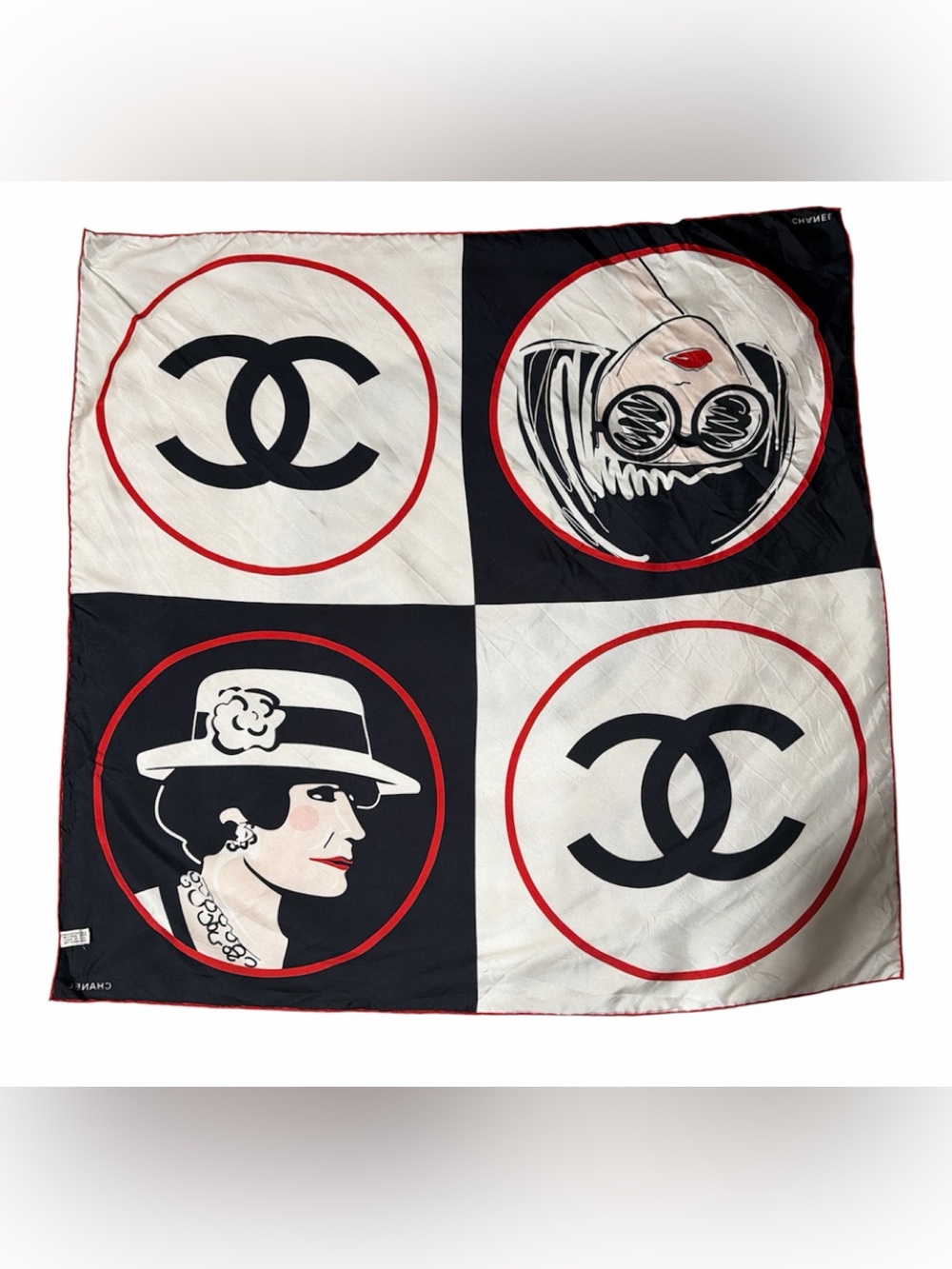 CHANEL Silk Scarf Coco Chanel‎ and CC 
COA Included